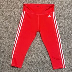 Adidas Bright Pink/Red High-Waist 3-Stripe Women's Leggings